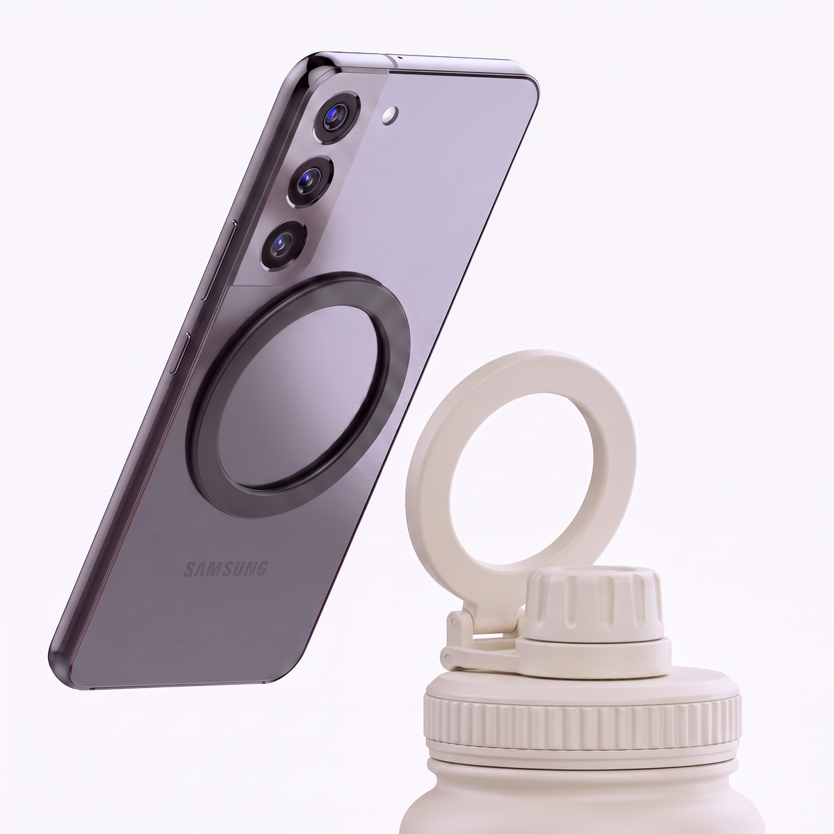 samsungtelefon kopplas till vattenflaska
